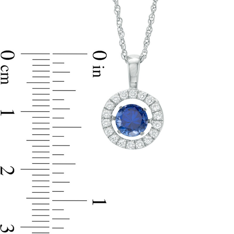 5.5mm Lab-Created Blue and White Sapphire Circle Pendant in Sterling Silver