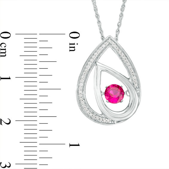 Unstoppable Love™ 4.5mm Lab-Created Ruby and 1/10 CT. T.W. Diamond Offset Teardrops Pendant in Sterling Silver Unstoppable Love™ 4.5mm Lab-Created Ruby and 1/10 CT. T.W. Diamond Offset Teardrops Pendant in Sterling Silver