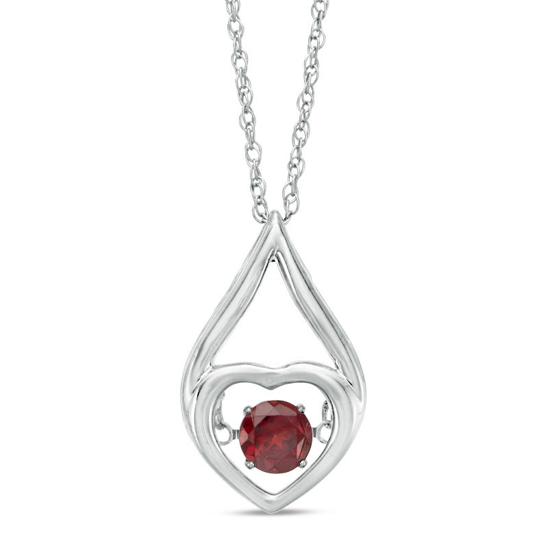 Unstoppable Love™ 6.0mm Garnet Heart in Teardrop Pendant in Sterling ...