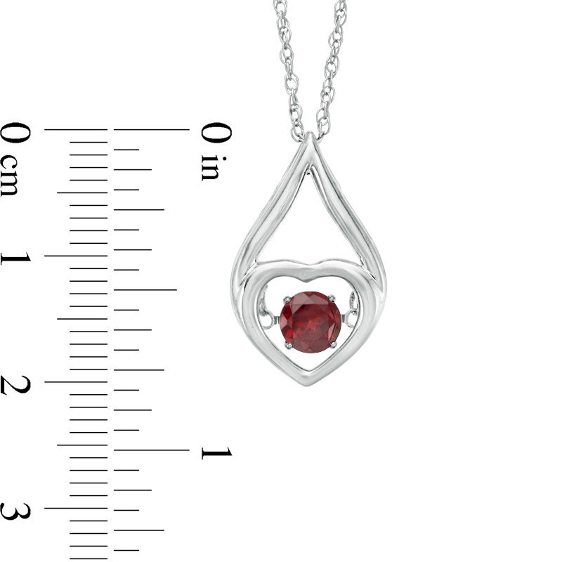 6.0mm Garnet Heart in Teardrop Pendant in Sterling Silver