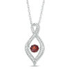 Thumbnail Image 0 of 4.5mm Garnet and 0.11 CT. T.W. Diamond Infinity Flame Pendant in Sterling Silver