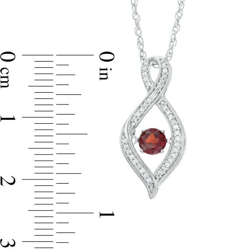 4.5mm Garnet and 0.11 CT. T.W. Diamond Infinity Flame Pendant in Sterling Silver