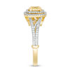 Thumbnail Image 4 of 1 CT. T.W. Cushion-Cut Yellow and White Diamond Triple Frame Engagement Ring in 14K Two Tone Gold - Size 7