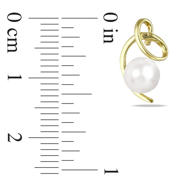 5.5 - 6.0mm Button Cultured Freshwater Pearl Abstract Stud Earrings in 10K Gold 5.5 - 6.0mm Button Cultured Freshwater Pearl Abstract Stud Earrings in 10K Gold