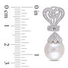 Thumbnail Image 2 of 10.0-10.5mm Baroque Freshwater Cultured Pearl and 1/20 CT. T.W. Diamond Vintage-Style Drop Earrings in Sterling Silver