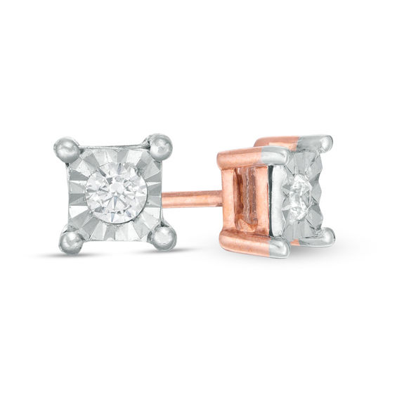 1/20 CT. T.w. Diamond Solitaire Square Stud Earrings in 10K Rose Gold