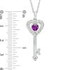 Thumbnail Image 2 of 5.0mm Amethyst and Lab-Created White Sapphire Heart-Top Key Pendant in Sterling Silver