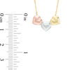 Thumbnail Image 2 of Triple Heart Necklace in 10K Tri-Tone Gold