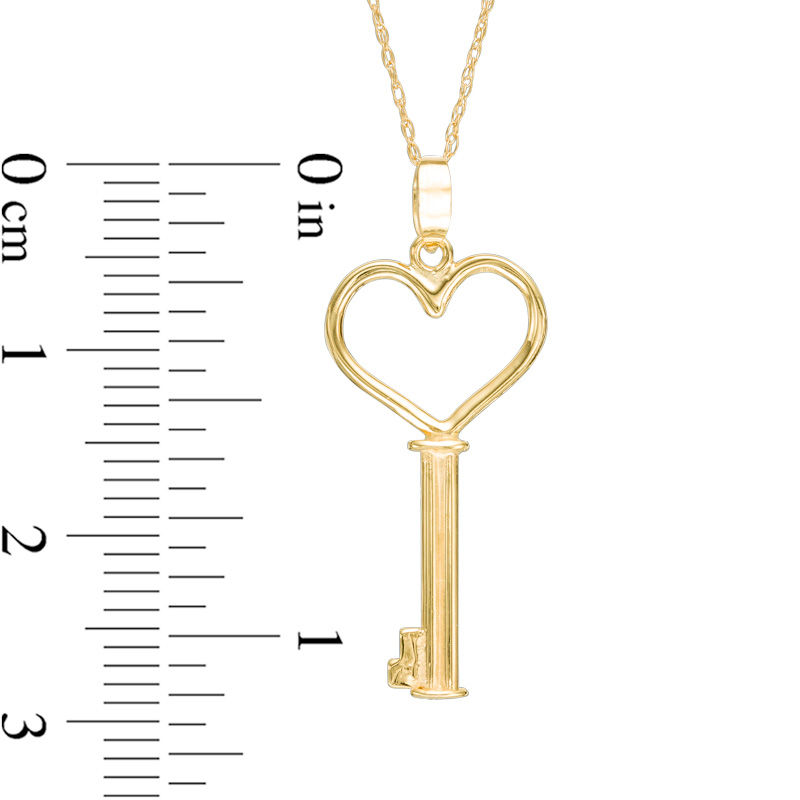 Main Image 2 of Heart-Top Key Pendant in 10K Gold - 17"