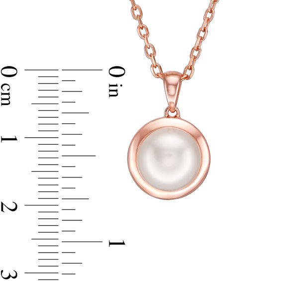 9.0 - 10.0mm Button Cultured Freshwater Pearl Pendant in Sterling Silver with 14K Rose Gold Plate - 17"