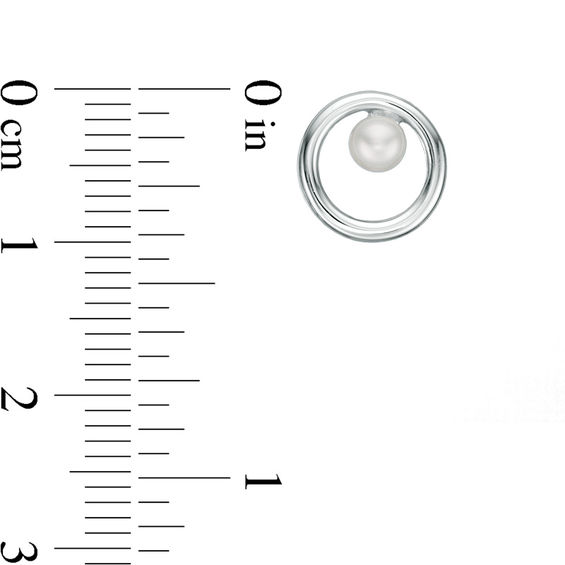 3.0 - 4.0mm Button Cultured Freshwater Pearl Circle Stud Earrings in Sterling Silver
