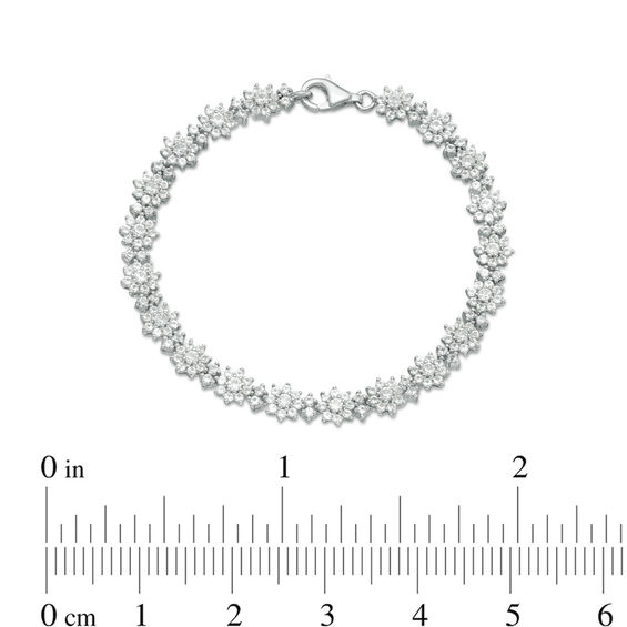 Lab-Created White Sapphire Flower Bracelet in Sterling Silver - 7.5"