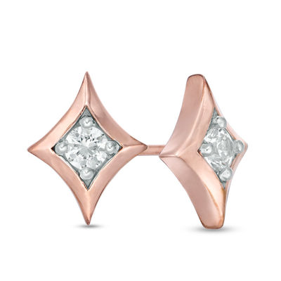 1/4 CT. T.W. Diamond Solitaire Star Stud Earrings in 10K Rose Gold ...