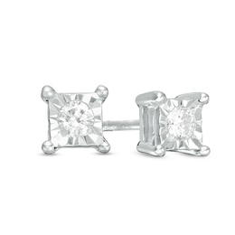 1/10 CT. T.W. Diamond Solitaire Square Stud Earrings in 10K White Gold
