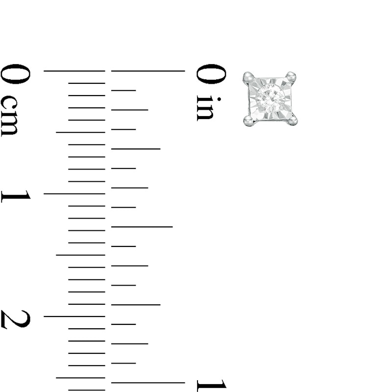 Main Image 2 of 1/10 CT. T.W. Diamond Solitaire Square Stud Earrings in 10K White Gold