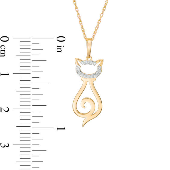 1/20 CT. T.w. Diamond Laser-Cut Cat Pendant in 10K Gold