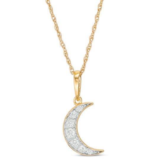 1/15 CT. T.w. Diamond Laser-Cut Crescent Moon Pendant in 10K Gold