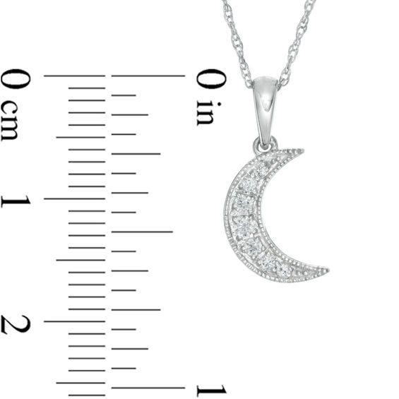 1/15 CT. T.w. Diamond Laser-Cut Crescent Moon Pendant in 10K White Gold