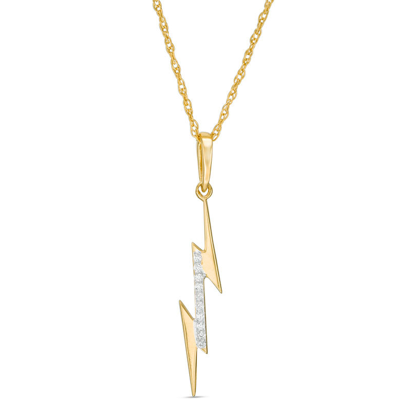 Diamond Accent Laser Cut Lightning Bolt Pendant In 10k Gold Diamond Accent Laser Cut Lightning Bolt Pendant In 10k Gold