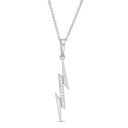 Diamond Accent Laser-Cut Lightning Bolt Pendant in 10K White Gold