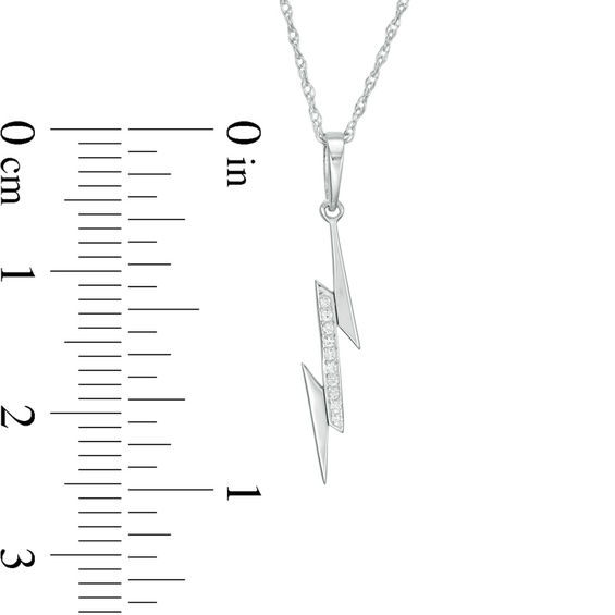 Diamond Accent Laser-Cut Lightning Bolt Pendant in 10K White Gold