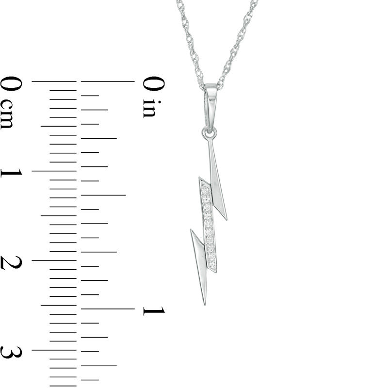Main Image 2 of Diamond Accent Laser-Cut Lightning Bolt Pendant in 10K White Gold
