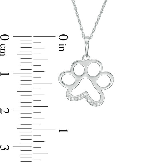 Diamond Accent Laser-Cut Dog Paw Print Pendant in 10K White Gold