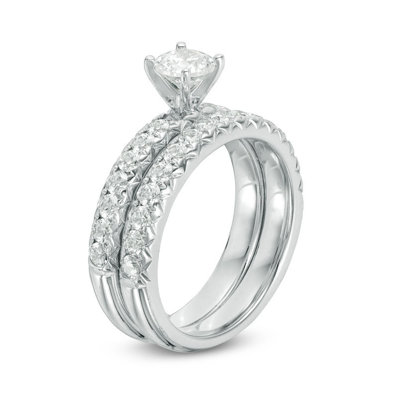 Main Image 2 of 1-1/2 CT. T.W. Certified Diamond Bridal Set in 14K White Gold (I/SI2)