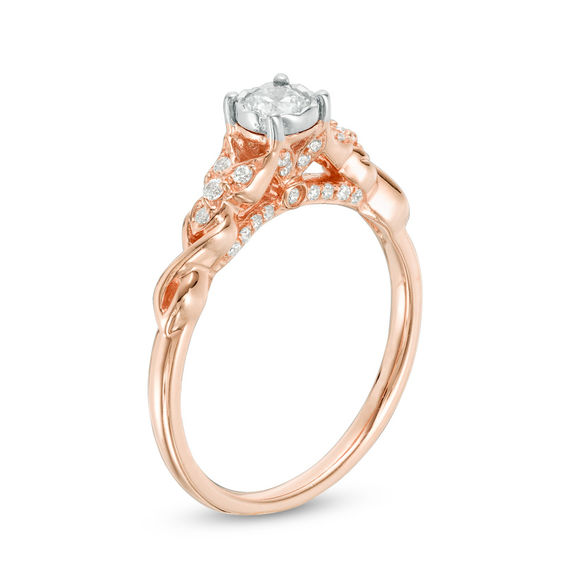 1/3 CT. T.w. Diamond Tri-Sides Twist Engagement Ring in 10K Rose Gold