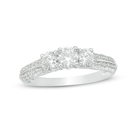 1 CT. T.w. Diamond Past Present FutureÂ® Engagement Ring in 14K White Gold