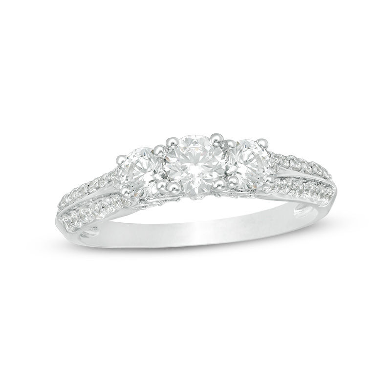 1 CT. T.W. Diamond Past Present Future® Engagement Ring in 14K White Gold