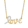 Thumbnail Image 1 of 1/20 CT. T.W. Diamond Laser-Cut "love" Necklace in 10K Gold