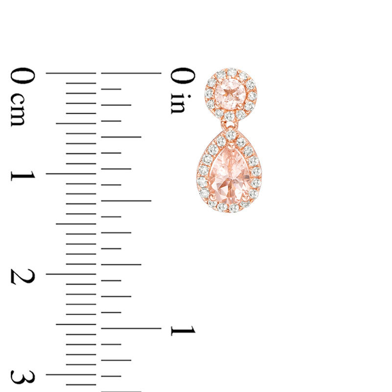 Morganite and 1/4 CT. T.W. Diamond Frame Drop Earrings in 10K Rose Gold