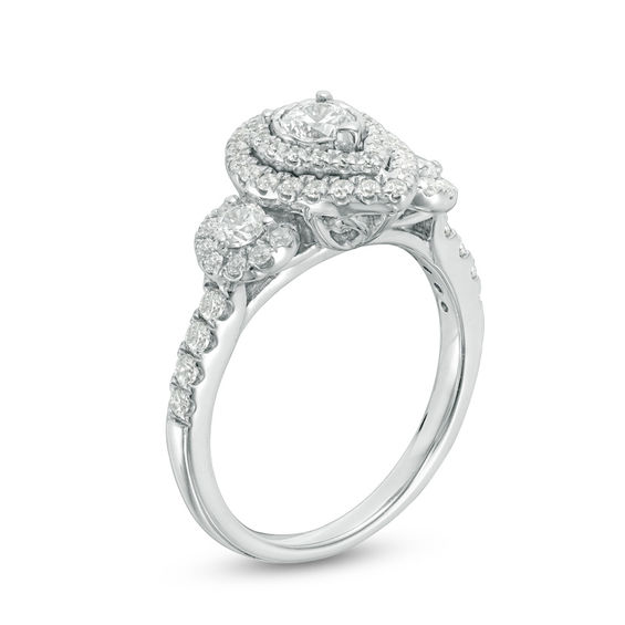 1 CT. T.w. Diamond Past Present FutureÂ® Pear-Shaped Frame Engagement Ring in 14K White Gold