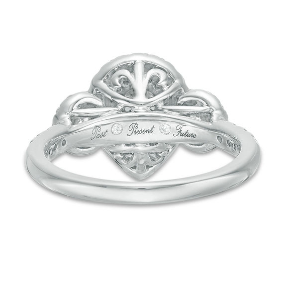 1 CT. T.w. Diamond Past Present FutureÂ® Pear-Shaped Frame Engagement Ring in 14K White Gold