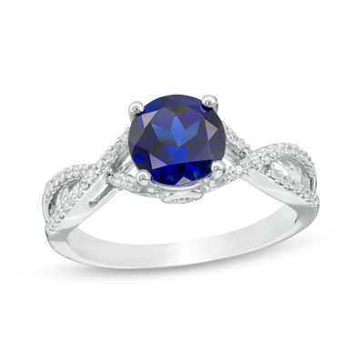 Blueサファイア Blue Sapphire & Diamond Ring 1/20 ct tw 10K Yellow Gold | Kay