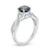 Thumbnail Image 2 of 7.0mm Lab-Created Blue Sapphire and 1/6 CT. T.W. Diamond Twist Shank Engagement Ring in 10K White Gold