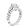 Thumbnail Image 1 of 5.0mm Lab-Created White Sapphire and 1/6 CT. T.W. Diamond Frame Bridal Set in Sterling Silver