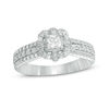 Thumbnail Image 1 of 1 CT. T.W. Princess-Cut Diamond Frame Multi-Row Vintage-Style Engagement Ring in 14K White Gold