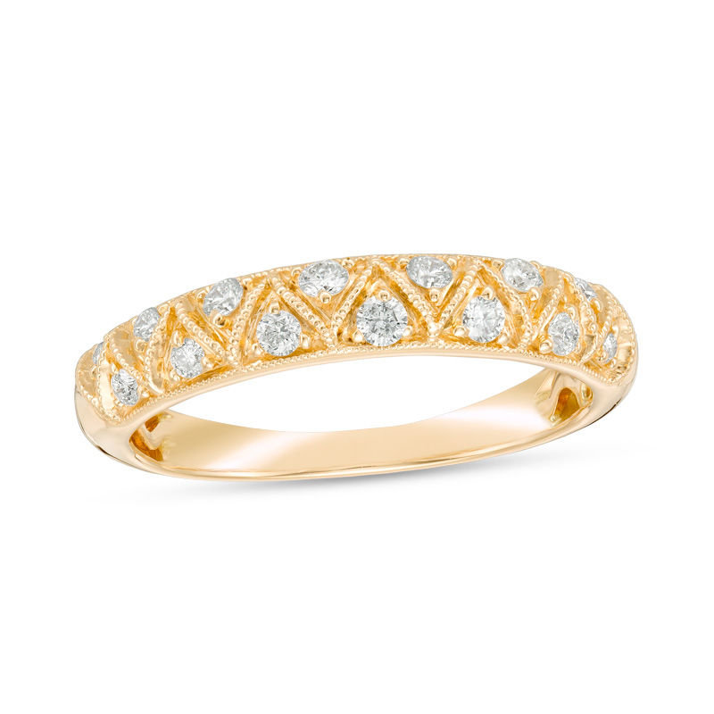 1/4 CT. T.W. Certified Diamond Zig-Zag Vintage-Style Anniversary Band in 14K Gold (I/I1)