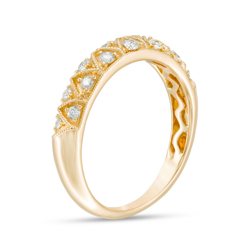 1/4 CT. T.W. Certified Diamond Zig-Zag Vintage-Style Anniversary Band in 14K Gold (I/I1)