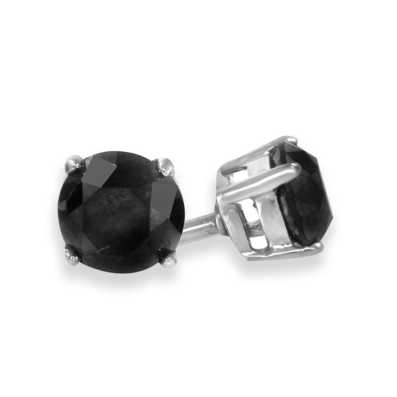 Main Image 1 of 7/8 CT. T.W. Black Diamond Solitaire Stud Earrings in 10K White Gold