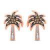 Thumbnail Image 0 of 1/8 CT. T.W. Champagne and White Diamond Palm Tree Stud Earrings in 10K Rose Gold