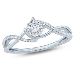 1/6 CT. T.W. Diamond Frame Bypass Twist Promise Ring in Sterling Silver