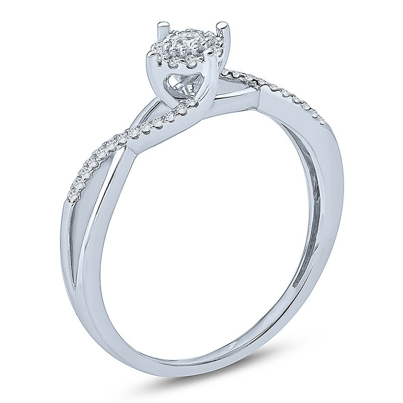 Main Image 2 of 1/6 CT. T.W. Diamond Frame Bypass Twist Promise Ring in Sterling Silver