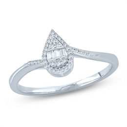 1/10 CT. T.W. Composite Diamond Pear-Shaped Frame Bypass Promise Ring in 10K White Gold