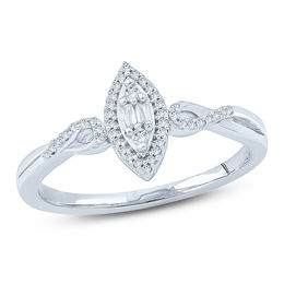 1/10 CT. T.W. Composite Diamond Marquise Frame Twist Loop Promise Ring in 10K White Gold
