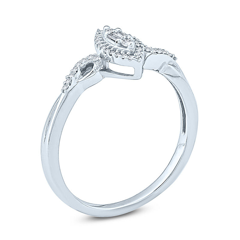 Main Image 2 of 1/10 CT. T.W. Composite Diamond Marquise Frame Twist Loop Promise Ring in 10K White Gold