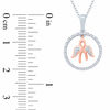 Thumbnail Image 1 of 1/20 CT. T.W. Diamond Ribbon with Angel Wings Dangle and Circle Pendant in Sterling Silver with 14K Rose Gold Plate