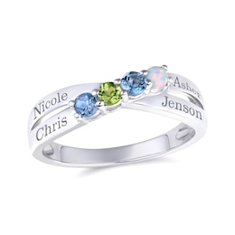 Mother's 3.0mm Birthstone Crossover Ring (1-4 Stones and Names)
